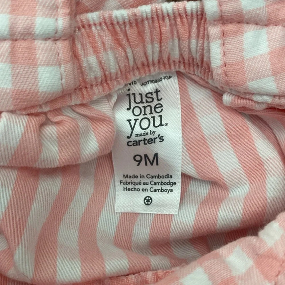 Carter's: Adorable Pink Plaid Bunny Overalls/Dress - Picture 2 of 3